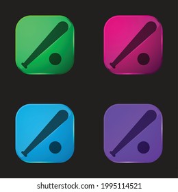 Baseball Bat And Ball four color glass button icon