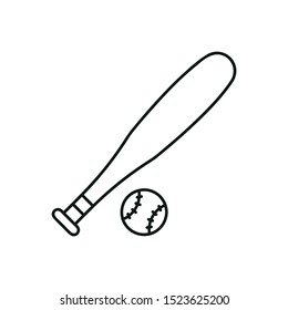 baseball bat and ball. High quality black outline pictogram for web site design and mobile apps. Vector illustration on a white background.