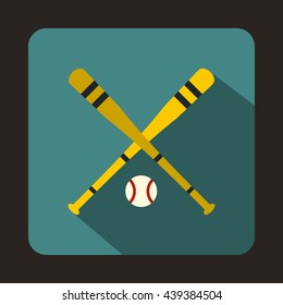 Baseball bat and ball icon, flat style