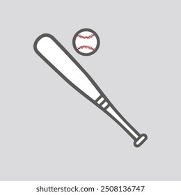 Baseball bat and ball icon illustration. Simple, modern vector graphic illustration of a baseball bat and ball. Perfect for use in web design, mobile apps, and print media.