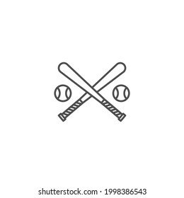 bate de béisbol e icono de bola aislados en fondo blanco