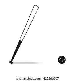 Baseball bat and ball icon isolated on a white background 