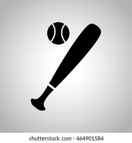 Baseball bat and ball icon on the background