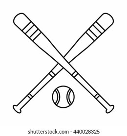 Baseball bat and ball icon, outline style