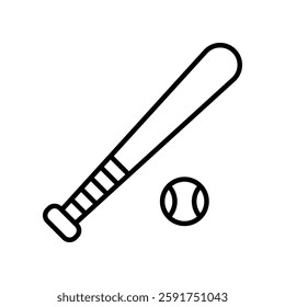 Baseball Bat and Ball Icon Representing Sport and Outdoor Activity