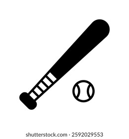 Baseball Bat and Ball Icon Representing Sport and Outdoor Activity