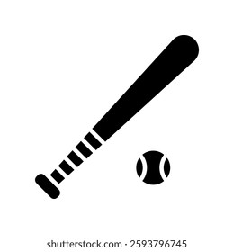 Baseball Bat and Ball Icon Representing Sport and Outdoor Activity