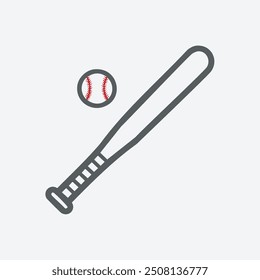 Baseball bat and ball icon. Simple icon depicting a baseball bat and ball, perfect for sports-related projects or designs.