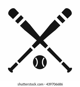 Baseball bat and ball icon, simple style