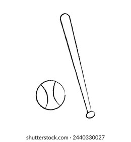 baseball bat and ball icon. sketch isolated object. Baseball Bat Vector Drawing. Baseball bat icon vector on white background. Vector illustration. Eps file 222.