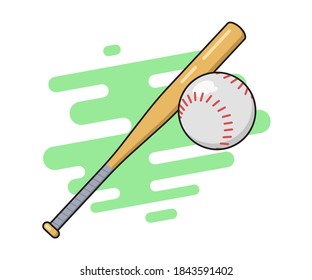 Baseball bat and ball icon. Sports attributes in a flat-style vector.