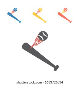 Baseball bat and ball icon. Vector signs for web graphics.