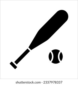 Baseball bat and ball icon, vector illustration on white background