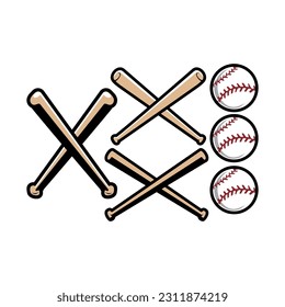 BASEBALL BAT AND BALL ILLUSTRATION