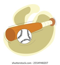 Baseball bat and ball. Baseball Illustration