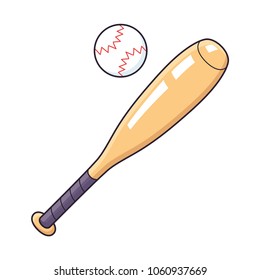 Baseball bat and ball isolated