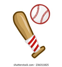 Baseball bat and ball isolated illustration on white background
