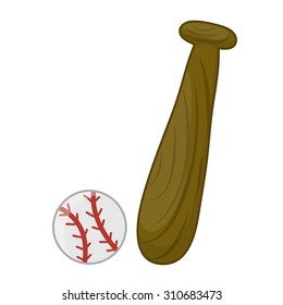 Baseball bat and ball isolated illustration on white background