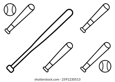 Baseball Bat and Ball Line Art Clean Design