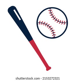 Baseball bat and ball line concept. Symbols of sport game Baseball symbols. Vector illustration  