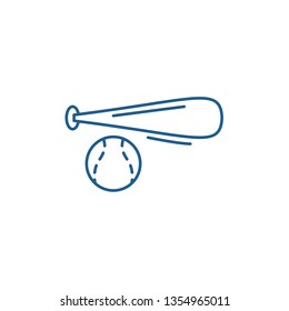 Baseball bat and ball line icon concept. Baseball bat and ball flat  vector symbol, sign, outline illustration.