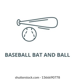 Baseball bat and ball line icon, vector. Baseball bat and ball outline sign, concept symbol, flat illustration