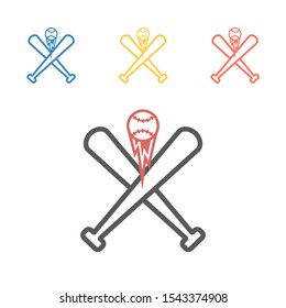 Baseball bat and ball line icon. Vector signs for web graphics.