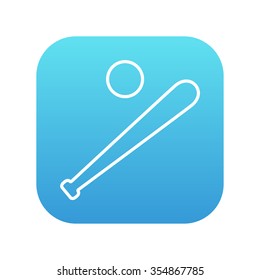 Baseball Flex und Ball Line Symbol für Web-, Mobil- und Infografiken. Vektorweißes Symbol auf dem blauen Farbverlauf-Quadrat mit abgerundeten Ecken einzeln auf weißem Hintergrund.