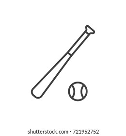 Baseball bat and ball line icon.