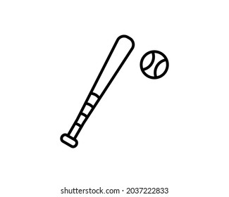 Baseballschläger und Ball lineares Symbol. Softball-Player-Ausrüstung dünne Illustration. Contour-Symbol. Vektor-einzelne Rahmenzeichnung.