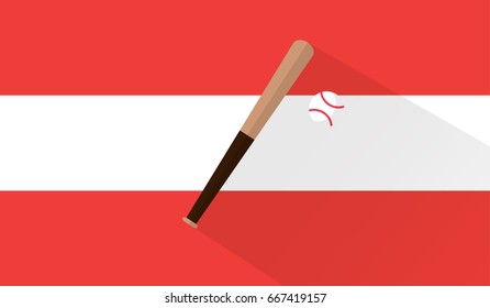 baseball bat and ball on austria flag background
