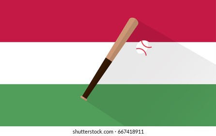 baseball bat and ball on hungary flag background