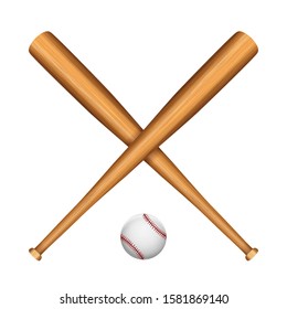 Baseball bat and ball on a white background. Vector illustration.