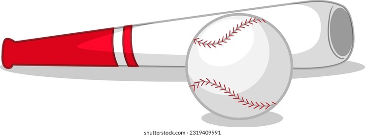 Baseball Bat and Ball on White Background illustration