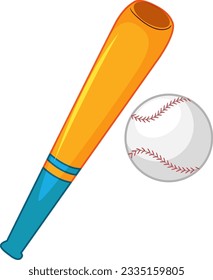 Baseball Bat and Ball on White Background illustration