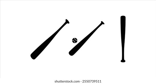 Baseball bat and ball set illustration on white background. vector art set.