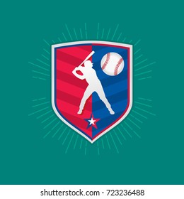 Baseball, bat, ball, silhouette of player. Creative logo for the team