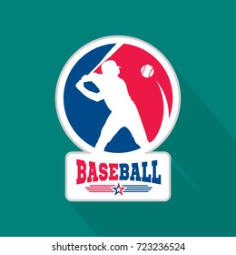 Baseball, bat, ball, silhouette of player. Creative logo for the team