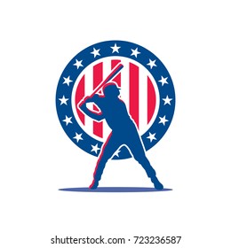 Baseball, bat, ball, silhouette of player. Creative logo for the team