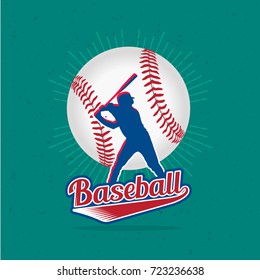 Baseball, bat, ball, silhouette of player. Creative logo for the team