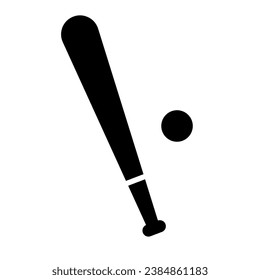 Baseball bat and ball silhouette. Vector.