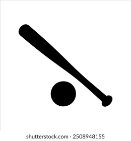 Baseball bat with ball silhouette vector illustration design on white background.