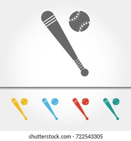 Baseball Bat and Ball Single Icon vector Illustration