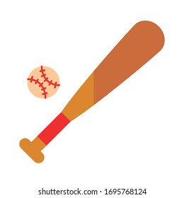 baseball bat with ball sport flat detailed style vector illustration design