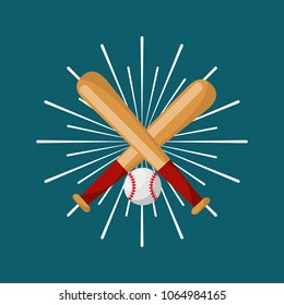 baseball bat and ball sport sunburst color background
