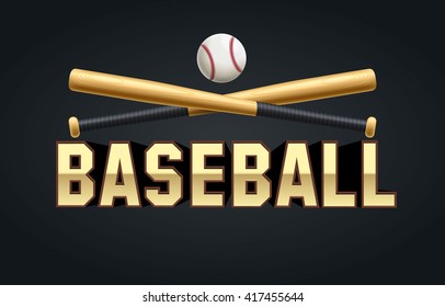 baseball bat and ball with text realistic objects 