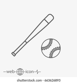 Baseball Bat With Ball Vector Icon