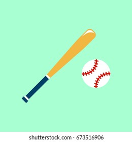 Baseball Bat With Ball Vector Icon