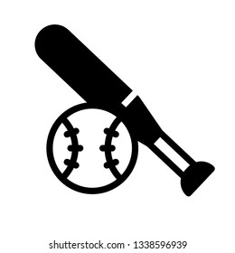 Baseball bat with baseball ball vector illustration in solid color design