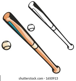 Baseball bat with a ball. Vector illustration